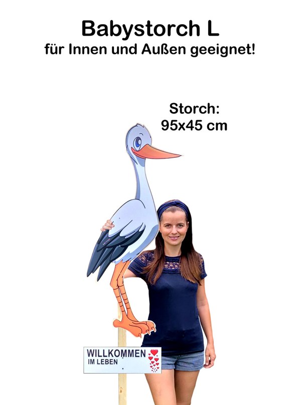 Baby Storch aus Holz in Größe L: