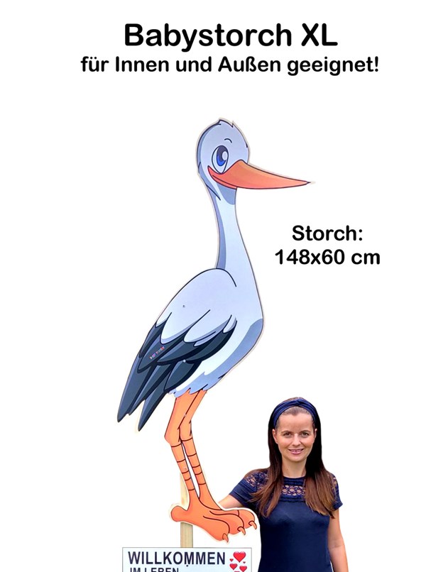 XL Baby Storch aus Holz