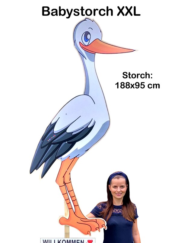 XXL Baby Storch aus Holz