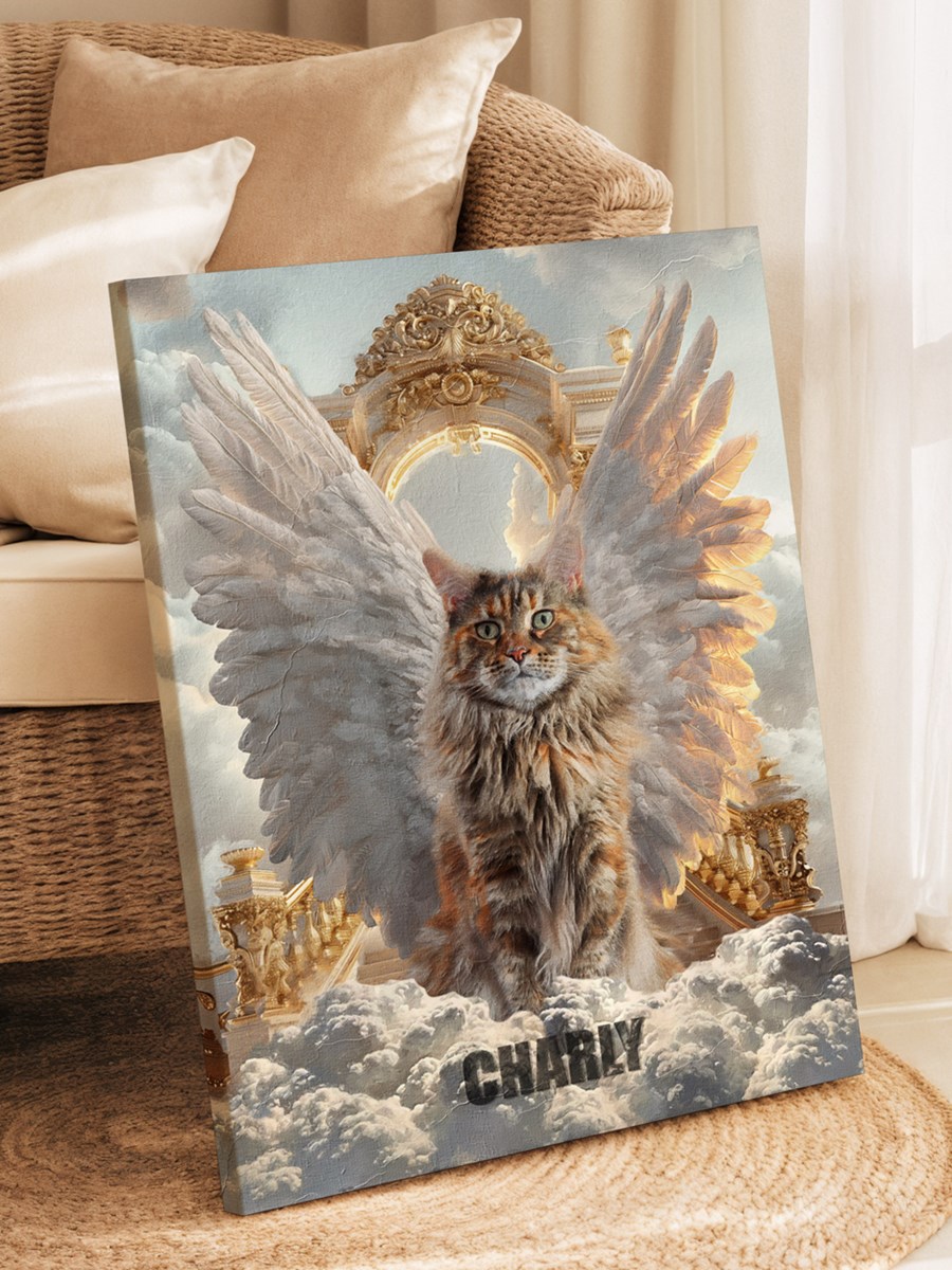 Katze mit Engelsflügel