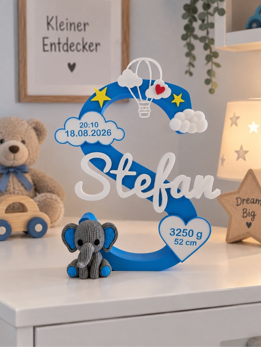 Personalisierter Namensaufsteller zur Geburt für Jungs