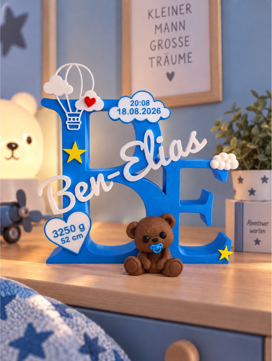 Personalisierter Namensaufsteller für Doppelname zur Geburt